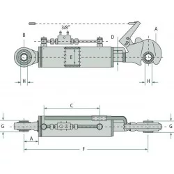 BARRE DE POUSSEE HYDRAULIQUE CROCHET/ROTULE 