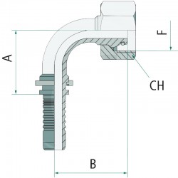 RACCORD FEMELLE METRIQUE PN 10 DKOL M22x1.5 90°(15L)