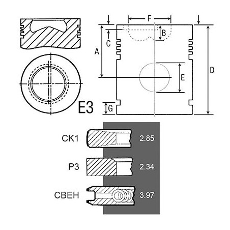 PISTON WITH RINGS FOR CUMMINS B6T 590 - J802747 ENGINE