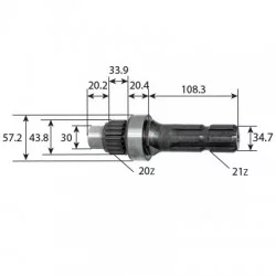 ARBRE DE PRISE DE FORCE 1000 TR - 21 CONNELURES - 47130744