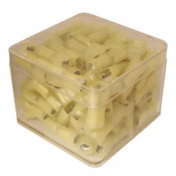 COSSES PLATES FEMELLES ISOLEES JAUNE L6.3  POUR FILS 2,5-6 MM2 100 PIECES 