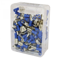 COSSES PLATES MALES BLEU COSSES PLATES MALES BLEU COSSES PLATES AVEC LANGUETTES BLEU 6.3X0.8  POUR FILS 1-2,5 MM2 100 PIECES 