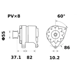 ALTERNATEUR 14V 120A IA1504 - MG223 