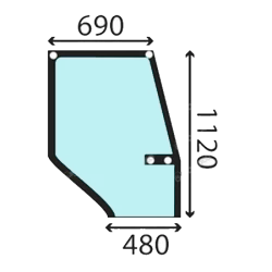 VITRE DE PORTE DROITE BOMBE 4 TROUS POUR CASE 248723A1 