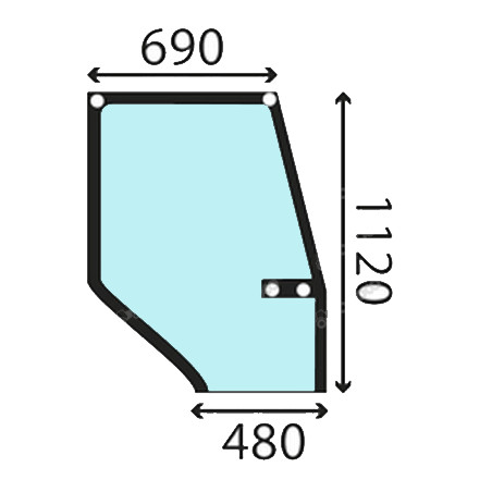 VIDRO DA PORTA ESQUERDA SPRAY 4 FUROS PARA CASE 248724A1