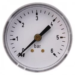 MANOMETRE RACCORD AR Ø 50 MM - 0-6 BARS - ACIER 1/4'' BSP  