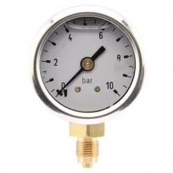 MANOMETRE RACCORD VERT. Ø 40 MM - 0-10 BARS - INOX 1/8'' BSP - GLYCERINE 