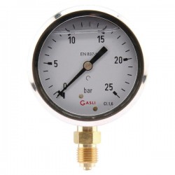 MANOMETRE RACCORD VERT. Ø 63 MM - 0-6 BARS - INOX 1/4'' BSP - GLYCERINE