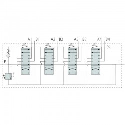 DISTRIBUTEUR MONOBLOC 80L/MIN 4 ELEMENTS 4 X DE - A-B FERME / RESSORT DE RAPPEL 