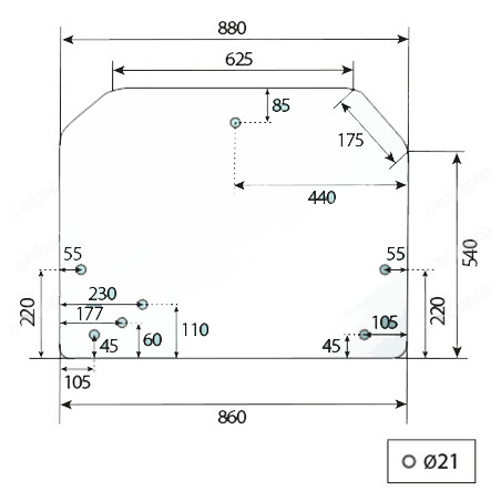 VITRE DE HAYON ARRIERE PLATE POUR TRACTEUR RENAULT 