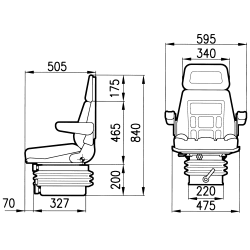 SIEGE A SUSPENSION MECANIQUE  EN TISSU COBO 