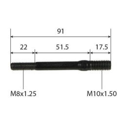 GOUJON DE COLLECTEUR D'ECHAPPEMENT POUR SAME - DEUTZ - FENDT - L 91 MM ( M8 X 1.25 - M10 X 1.5 ) 
