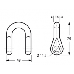 MANILLE DROITE RENFORCEE POUR EPAREUSE TROU Ø 11,5 - FIL 14 MM 