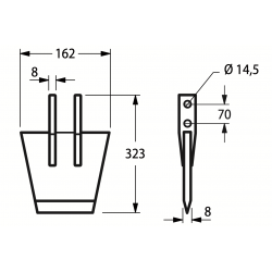 BECHE ETROITE NY POUR CELLI L 162 MM - H 323 MM 