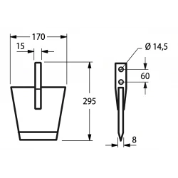 BECHE  POUR FALC MINI TORO - TORO L 170 MM - H 295 MM TR Ø 14,5 MM 