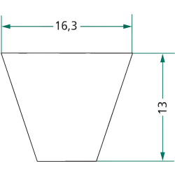 COURROIE TRAPÉZOÏDALE  SPB 1850 LONGUEUR PRIMITIVE 1850 MM  