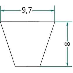 COURROIE TRAPÉZOÏDALE  SPZ 900 LONGUEUR PRIMITIVE 900 MM  