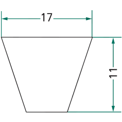 COURROIE TRAPÉZOÏDALE  PROFIL B LONGUEUR PRIMITIVE 1490 MM B57 