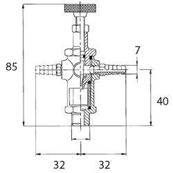 ROBINET GRAISSEUR GOUTE A GOUTE POUR POMPE A VIDE 1 SORTIE 1/4" 