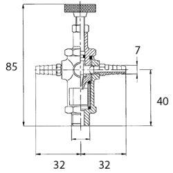 ROBINET GRAISSEUR GOUTE A GOUTE POUR POMPE A VIDE 1 SORTIE 1/4" 