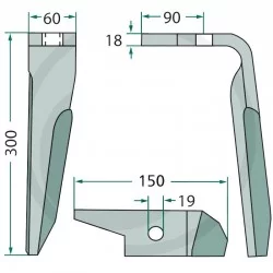 LEFT-HAND ROTARY HARROW TOOTH