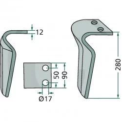 DENT DE HERSE ROTATIVE DROITE