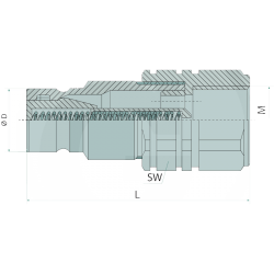 COUPLEUR HYDRAULIQUE A FACE PLANE MALE - FILET FEMELLE 1/2 