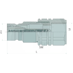 COUPLEUR HYDRAULIQUE A FACE PLANE MALE - FILET FEMELLE 3/4 - 24,5 
