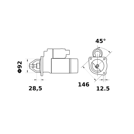 DEMARREUR ISKRA - LETRIKA - MAHLE 12V 3.2 KW 