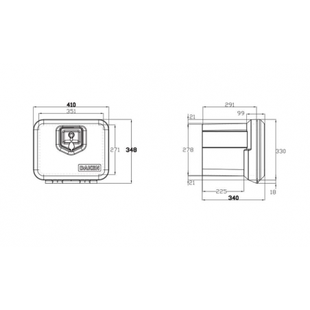 BOITE A OUTIL POUR REMORQUE AGRICOLE 410 X 340 X 348 MM 