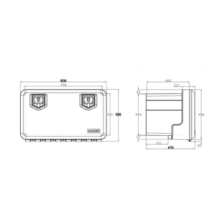 BOITE A OUTIL POUR REMORQUE AGRICOLE 830 X 470 X 500 MM 
