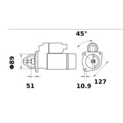 DEMARREUR AVEC REDUCTEUR 12V - 3,2 KW- MALHE - IS1383 - MS18