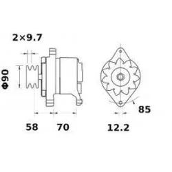 ALTERNATEUR 14V 65A IA0329- MG 521 