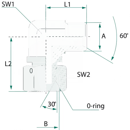 ADAPATATEUR HYDRAULIQUE COUDE 90 DEGRES  MALE 1/4 BSP FEMELLE 1/4 BSP 