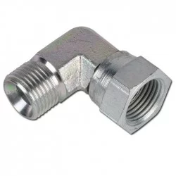 ADAPATATEUR HYDRAULIQUE COUDE 90 DEGRES  MALE 3/8 BSP FEMELLE 3/8 BSP 