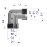 ADAPATATEUR HYDRAULIQUE COUDE 90 DEGRES M22 X 1,5 MALE/MALE 