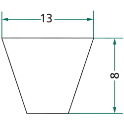COURROIE TRAPÉZOÏDALE  PROFIL A LONGUEUR PRIMITIVE 1150 MM A44 