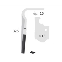 DENT DE HERSE ROTATIVE CARBURE 3 PLASUETTES QUICK FIT DROITE POUR MASCHIO  - 36100366 