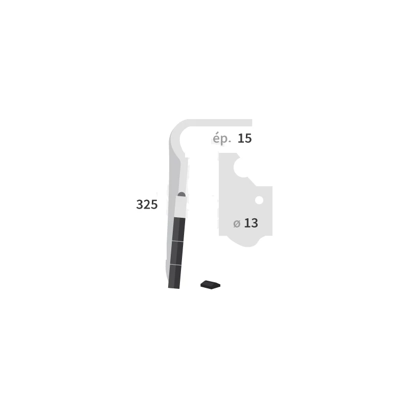 DENT DE HERSE ROTATIVE CARBURE 3 PLAQUETTES QUICK FIT GAUCHE  POUR MASCHIO  - 36100366 