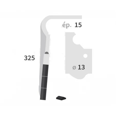 DENT DE HERSE ROTATIVE CARBURE 3 PLAQUETTES QUICK FIT GAUCHE  POUR MASCHIO  - 36100366 