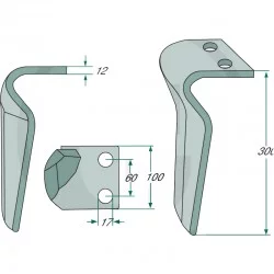DENT DE HERSE ROTATIVE DROITE