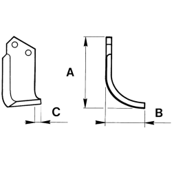 LAME DE ROTALABOUR/ROTAVATOR GAUCHE 210 X 80 X 7 