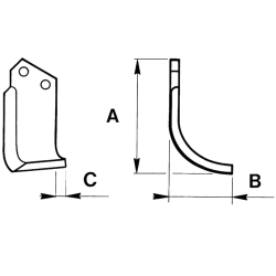 LAME DE ROTALABOUR/ROTAVATOR DROITE 210 X 80 X 7 
