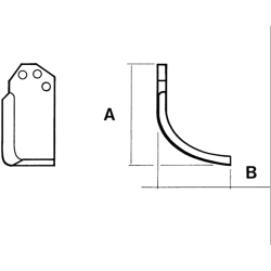 LAME DE ROTALABOUR/ROTAVATOR DROITE 180 X 80 X 7 