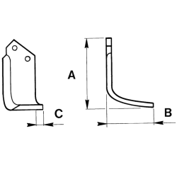 LAME DE ROTALABOUR/ROTAVATOR DROITE 195 X 80 X 7 