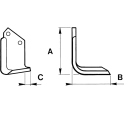 LAME DE ROTALABOUR/ROTAVATOR DROITE 180 X 70 X 7 