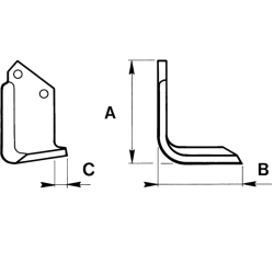 LAME DE ROTALABOUR/ROTAVATOR DROITE 180 X 70 X 7 