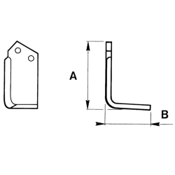 LAME DE ROTALABOUR/ROTAVATOR DROITE 185 X 65 X 7 
