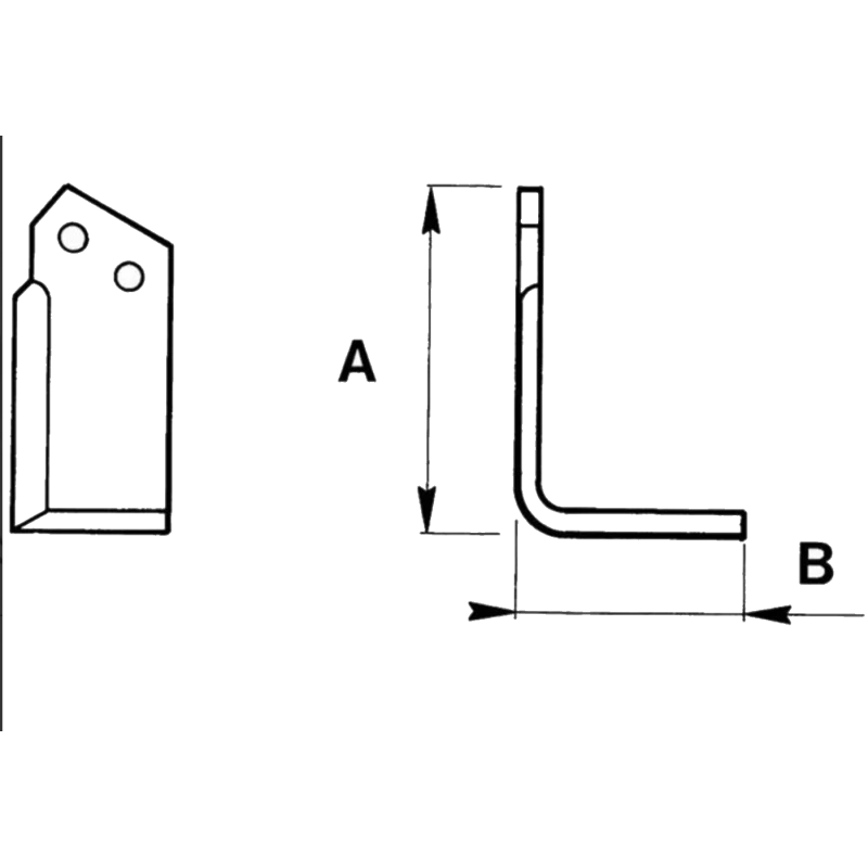 LAME DE ROTALABOUR/ROTAVATOR DROITE 165 X 80 X 7 