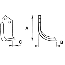 LAME DE ROTALABOUR/ROTAVATOR GAUCHE 178 X 60 X 7 